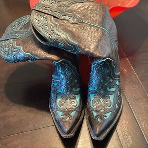 Black and Blue Western Boots